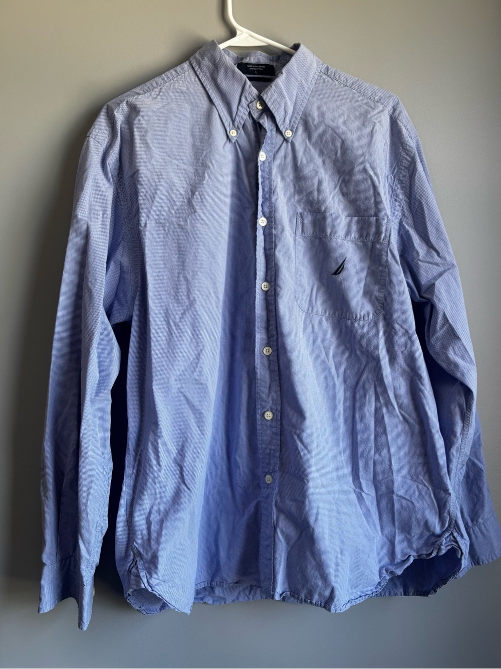 Nautica Men's Light Blue Button-Down Dress Shirt